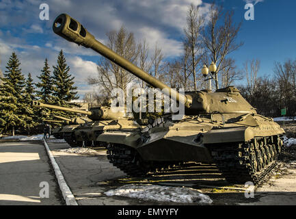 Stationary Russian IS3 Tank on display at a local war museum in Russia Stock Photo