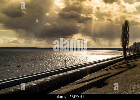 Sunshines onto the banks of the river volga in Saratov Stock Photo