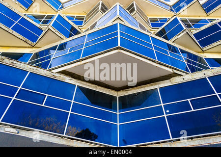 Sharp triangle window edges create acute angles in modern building design Stock Photo