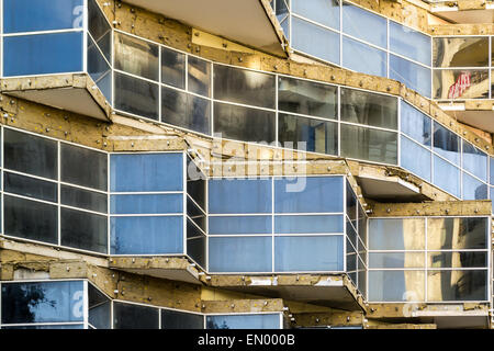 Sharp triangle window edges create acute angles in modern building design Stock Photo