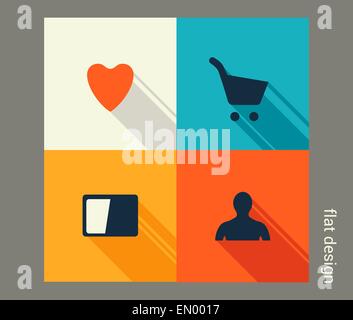 Business icon set. Management, marketing, e-commerce solutions. Flat design Stock Vector