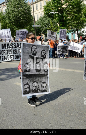 Marseille, France. 24th Apr, 2015. Centenary of Armenian Genocide. Up to 6000 Armenians demonstrate in Marseille, France, in commemoration of the hundredth  anniversary of the Armenian genocide. Credit:  Chris Hellier/Alamy Live News Stock Photo