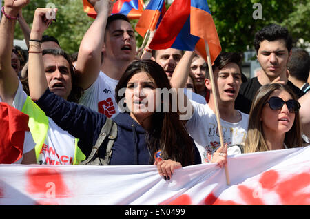 Marseille, France. 24th Apr, 2015. Centenary of Armenian Genocide. Up to 6000 Armenians demonstrate in Marseille, France, in commemoration of the hundredth  anniversary of the Armenian genocide. Credit:  Chris Hellier/Alamy Live News Stock Photo