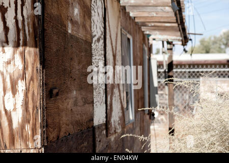 An abandoned home in Bombay Beach, a nearly deserted town on the coast of the Salton Sea, California. Stock Photo