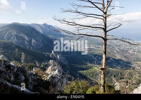 The Kyrenia Mountain Range from St Hilarion Castle, near Girne (Kyrenia), Northern Cyprus Stock Photo