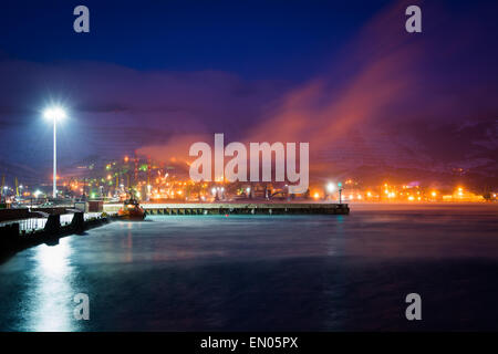 Night Novorossiysk. Krasnodar krai, Russia Stock Photo