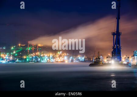 Night Novorossiysk. Krasnodar krai, Russia Stock Photo