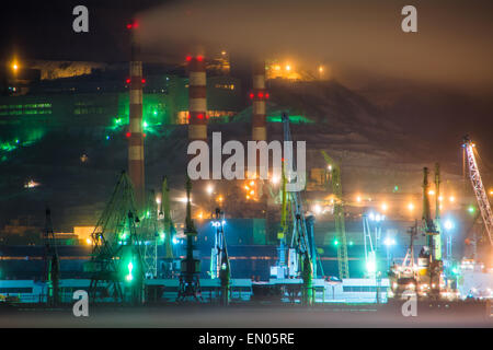 Night Novorossiysk. Krasnodar krai, Russia Stock Photo