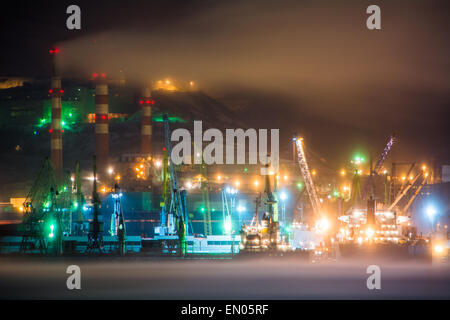 Night Novorossiysk. Krasnodar krai, Russia Stock Photo