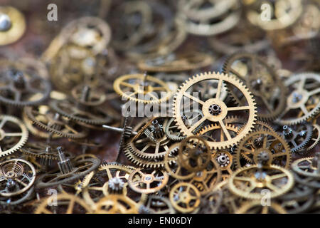 Old pocket watch cogs Stock Photo