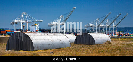 Old Quonset Huts at US Naval Air Station Alameda Stock Photo