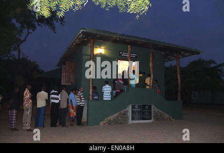 Yala National Park,Sri Lanka: tourists getting their permits to enter the Yala National Park at dawn Stock Photo