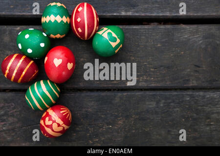 Easter background with colored eggs Stock Photo