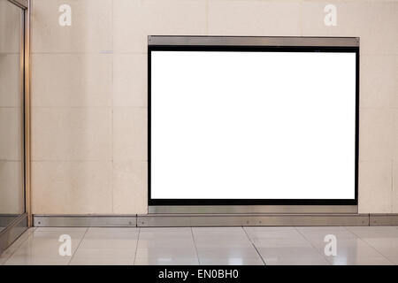 horizontal blank billboard on the wall in metro Stock Photo