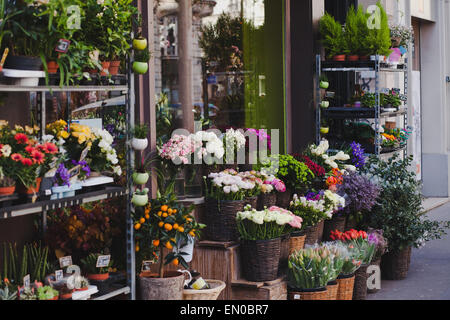 beautiful flower shop in Paris, France Stock Photo