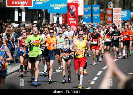 London, UK - April 21, 2013: Runners in London Marathon. The London Marathon is next to New York, Berlin, Chicago and Boston to  Stock Photo