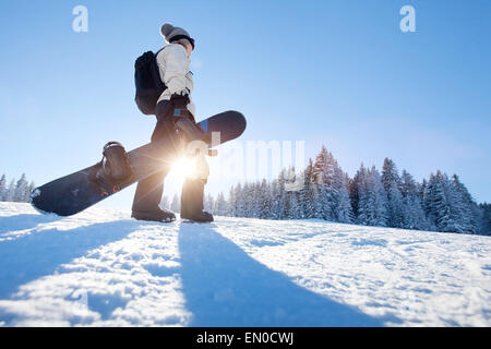 Snowboarding in winter Stock Photo
