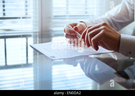 business man before signing contract Stock Photo