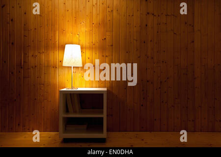 dark interior of room, lamp light in the night Stock Photo