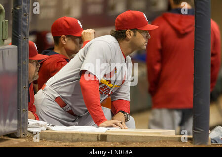 St. Louis Cardinals manager Mike Shildt (8) during an MLB game against ...