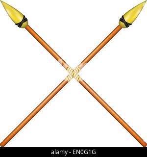 Two crossed spears with golden tip Stock Vector