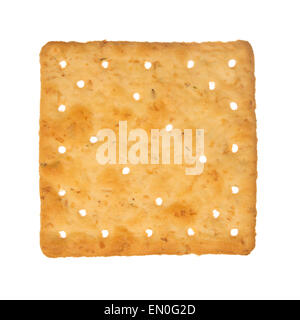 Wheat cracker. A single piece wholemeal oat biscuit isolated on white background. Stock Photo
