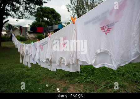 T-shirts of Medicins Sans Frontieres aid workers in Central African Republic Stock Photo