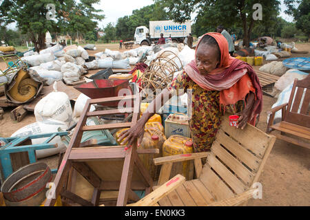 Muslims who have been displaced by violence have taken refuge in a school in Bossangoa in Central African Republic Stock Photo