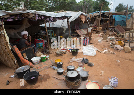 Muslims who have been displaced by violence have taken refuge in a school in Bossangoa in Central African Republic Stock Photo