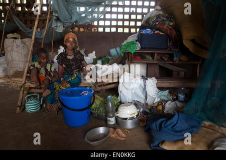 Muslims who have been displaced by violence have taken refuge in a school in Bossangoa in Central African Republic Stock Photo