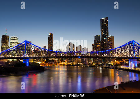 Skyline of Brisbane and Story Bridge, Brisbane, Australia Stock Photo