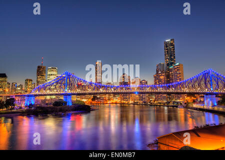 Skyline of Brisbane and Story Bridge, Brisbane, Australia Stock Photo