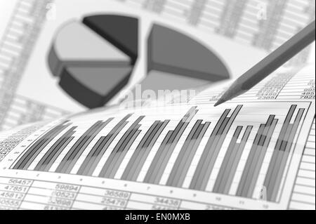 financial chart on table of data Stock Photo