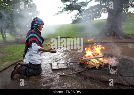 kaminaljuyu (place of ancestors) Archaeological Park is still used by Maya to offer prayers Stock Photo