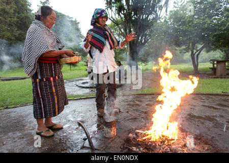 kaminaljuyu (place of ancestors) Archaeological Park is still used by Maya to offer prayers Stock Photo