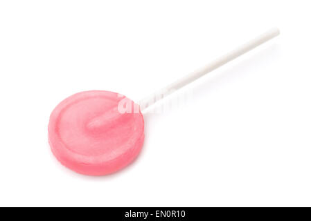 Pink lollipop isolated on white Stock Photo