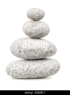 Balanced pebbles isolated on white Stock Photo
