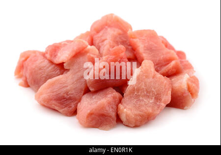 Raw fresh meat chunks isolated on white Stock Photo