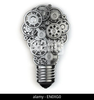 Light bulb and gears. Perpetuum mobile idea concept. 3d Stock Photo