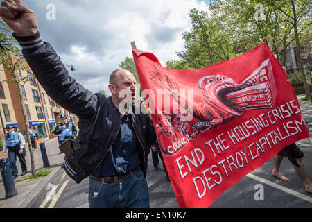 London, UK. 25th April, 2015. Reclaim Brixton as Campaigners Protest against Gentrification Credit:  Guy Corbishley/Alamy Live News Stock Photo