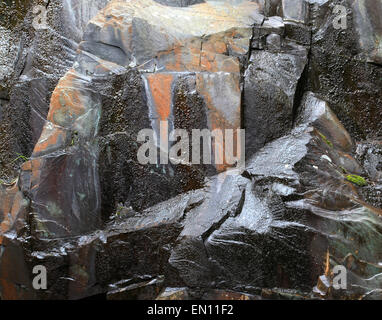 Slate wall at Vivian quarry a part of Dinorwic quarry, Llanberis, Snowdonia, Wales, Europw Stock Photo