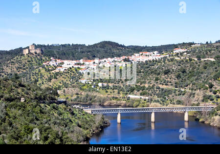 Landscape of Belver village and Tejo river Stock Photo