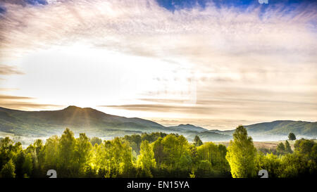 Beautiful morning in Bieszczady mountains, south-eastern Poland Stock Photo