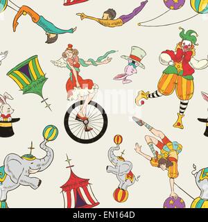 lovely circus collection seamless background isolated over grey Stock Vector