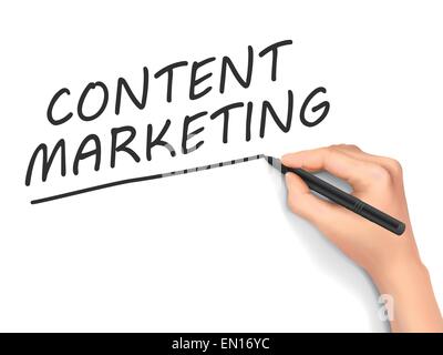 content marketing words written by hand on white background Stock Vector