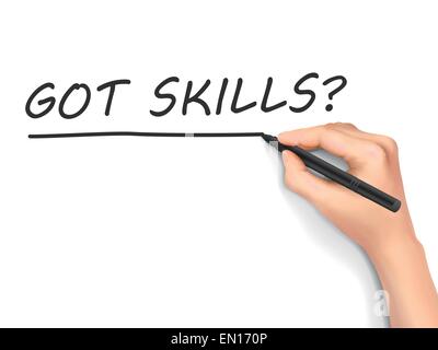 got skills words written by hand on white background Stock Vector