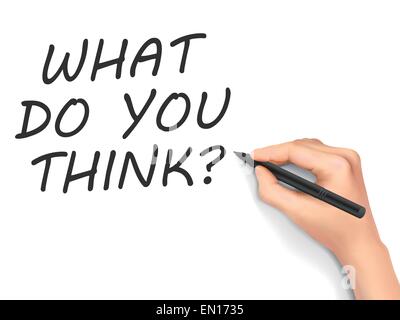 what do you think words written by hand on white background Stock Vector