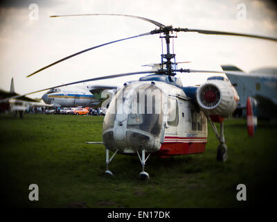 Kiev, Ukraine, 25th Apr, 2015. Kiev, Ukraine, 25th Apr, 2015. Helicopter Ka-26 -- The Retro OldCarFest is the biggest retro cars festival held in Kiev, and covers the State Aviation Museum grounds. More than 300 cars are involved into this project and more than 20 thousand visitors are expected to attend. © Igor Golovnov/Alamy Live News Credit:  Igor Golovnov/Alamy Live News Stock Photo