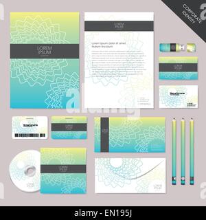 vector abstract corporate identity set graphic design of geometry flower pattern Stock Vector