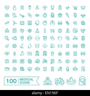 100 medical icons set over white background Stock Vector